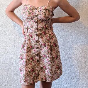 Poetry pink floral button up dress size S
